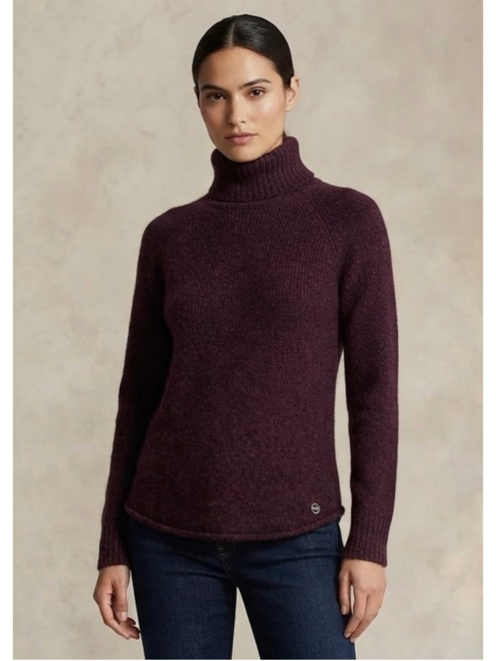 Michael Kors Burgundy Marled Turtleneck Knit Sweater Sz Large GUC Cozy Chic